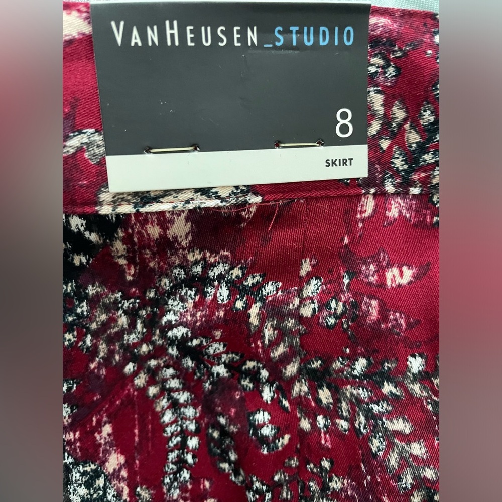 NWT Van Heusen Straight Pencil Paisley Skirt Size 8 Lined Cotton Knee-Length - Picture 7 of 8